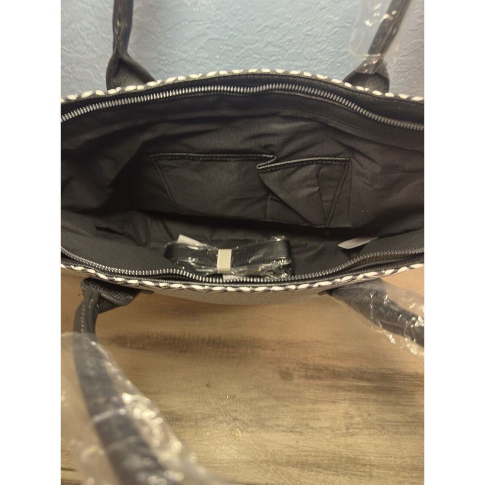 Trina Turk Large Shoulder Tote Bag/ Purse Black/white W/detachable Strap New #26 - Picture 8 of 10